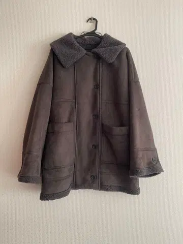 로리즈팜 그레이 플리스 오버 사이즈 무스탕 코트 F