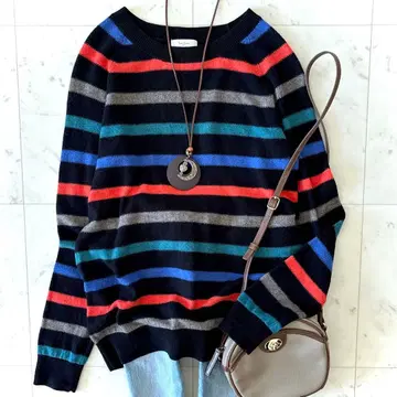 새상품급 폴스미스 멀티 보더 니트 울 혼방 블랙 계열