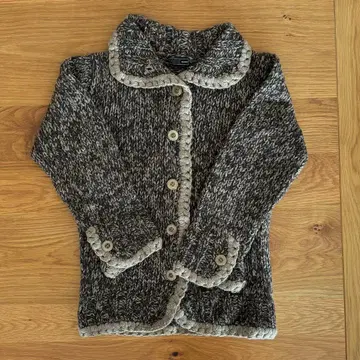 mina 니트 가디건 다크 그레이 베이지