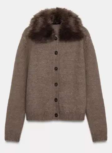 ZARA 인조 모피 라벨 니트 자켓