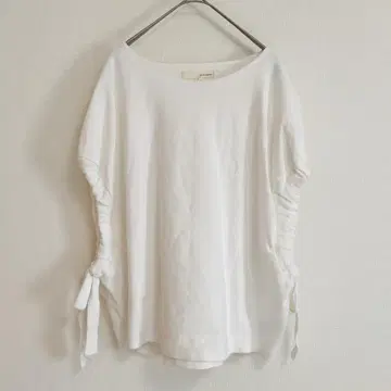 pink adobe 풀오버 L 화이트 사이드 개더 리본