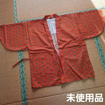 오렌지 컬러 별 모양 무늬 겉옷 기모노 겉옷 쇼와 레트로