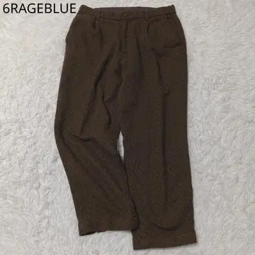 레이지블루 와이드 팬츠 헤링본 플리츠 드레이프 브라운 심플