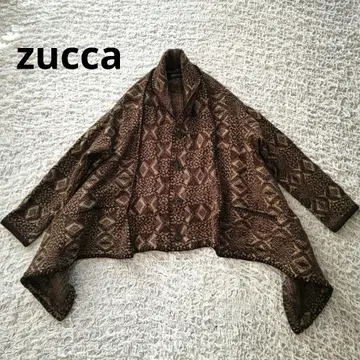 zucca 주카 일본제 기하학 패턴 융모 울 변형 가디건 브라운 M