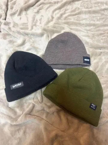 스노우보드 브랜드 WILLOW 니트 모자 3종 세트 블랙 그레이 올리브