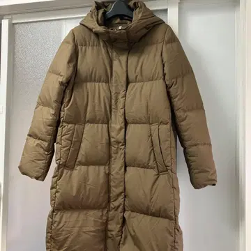 새상품급 MUJI 브라운 후드 부착 롱 다운 자켓