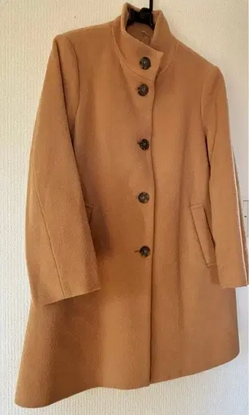 무인양품 카멜 스탠드 카라 코트