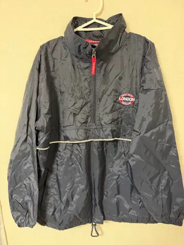 ONDO 나일론 자켓 후드 부착 그레이 하프 지퍼