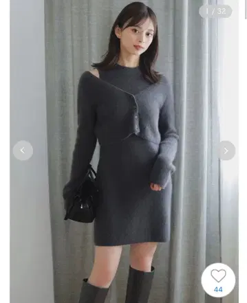 스나이델 라쿤  슬리브리스 미니 원피스 GRY