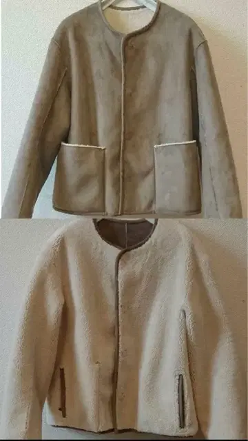 르 그라지크 리버서블 무스탕 코트 보아 코트 숏코트