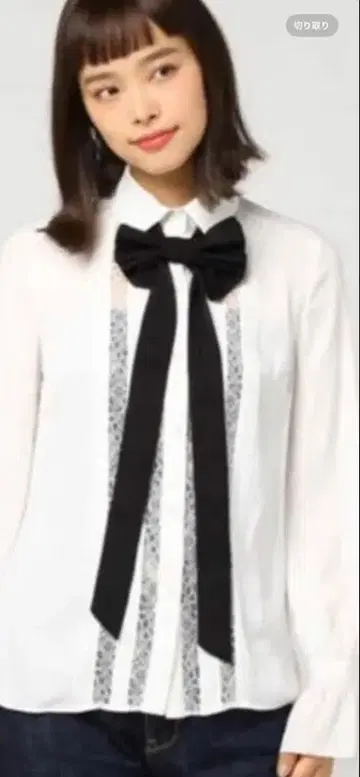 덥스타 sov 나비 넥타이 리본 벨 슬리브 블라우스 화이트 36 새상품