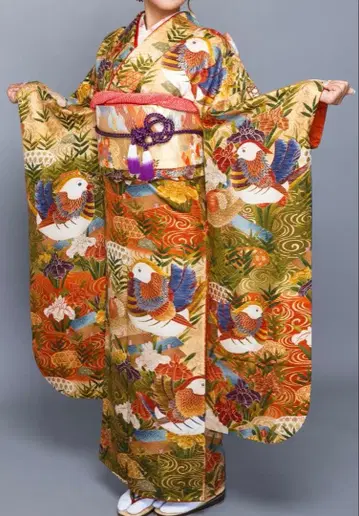 후리소데 세트 선명한 찌르레기 패턴