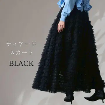 휘핑 튤 캉캉 스커트 블랙