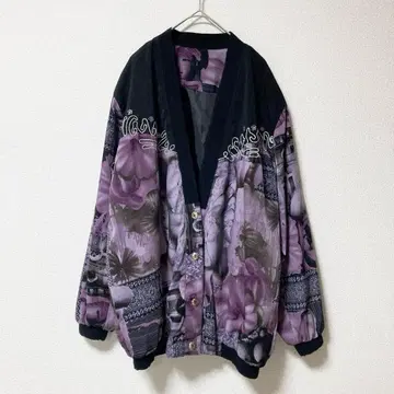 나일론 자켓 가디건 모드 아트 레트로 골드 버튼 독특한 y2k