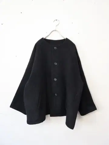 U4) NARU 더블 페이스 멜톤 래글런 코트 블랙