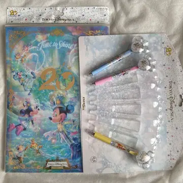 도쿄디즈니씨 20주년 클리어 홀더 8개 젤 잉크 볼펜 3개