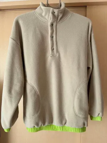 배색 플리스 아노락 풀오버