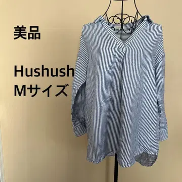 [ 새상품급 ] Hushush/여성용/상의/셔츠/스트라이프/네이비/화이트