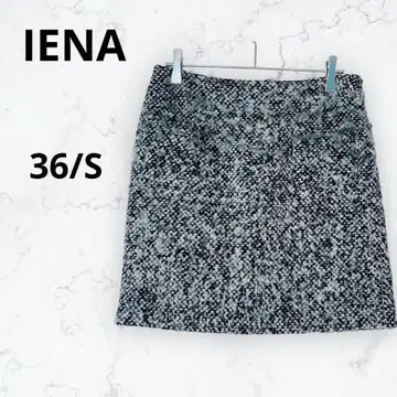 이에나 스커트 타이트 미니 트위드풍 포켓 블랙 그레이 36/S
