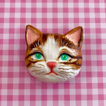 브라운 고양이 브로치