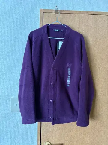 유니클로 플리스 오버 사이즈 가디건 퍼플 M