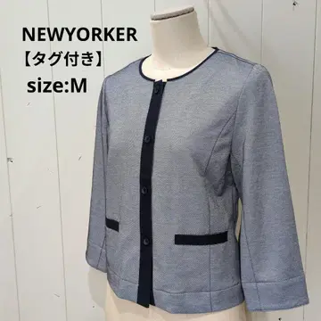 NEWYORKER 택 포함 칠부 소매 노카라 자켓 그레이 M