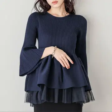 전후 2way 페플럼 리브 니트