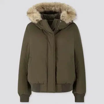 W685 UNIQLO 패디드 후데트 리브 블루종 다크 그린
