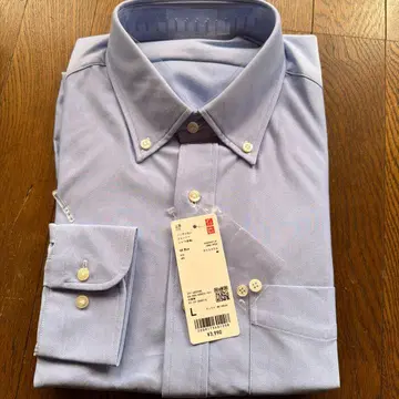 UNIQLO 논아이론 셔츠 긴팔 64 Blue L