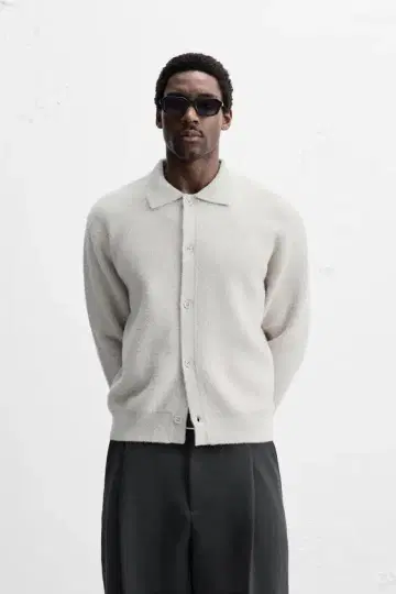 ZARA 택 포함 멋진 XL 라이트 그레이 버튼 가디건