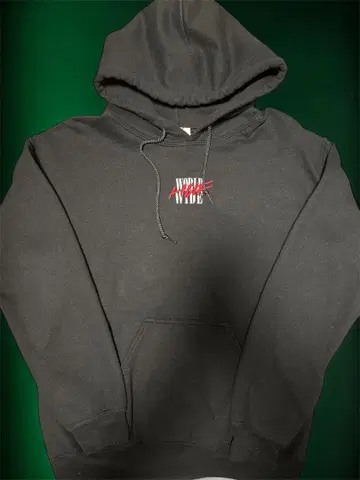 HUF 자수 블랙 후드티