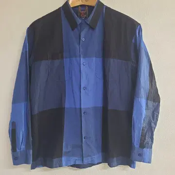 MASSES 빅 체크 셔츠 M 사이즈 파랑 challenge 헴프