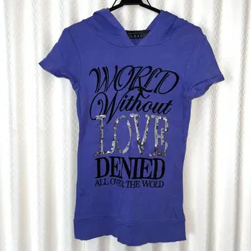 파랑 후드 부착 T셔츠