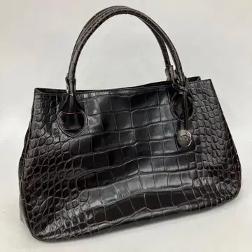 훌라 크로커다일 패턴 토트백 가죽 브라운