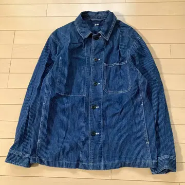 12.10 유니클로 데님 커버올 블루 스트라이프 M