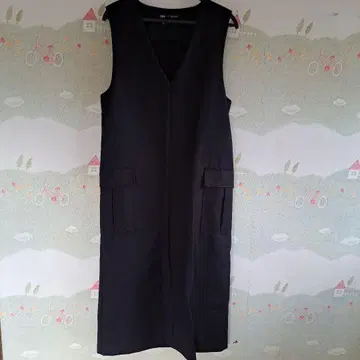 자라 ZARA V넥 오버롤 스커트 롱 블랙