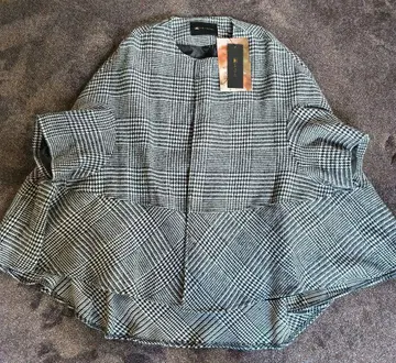 체크 무늬 판초 케이프 코트 새상품