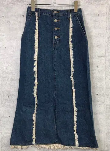 데드스탁 BOBSON 70s 라이크 프린지 데님 롱 스커트