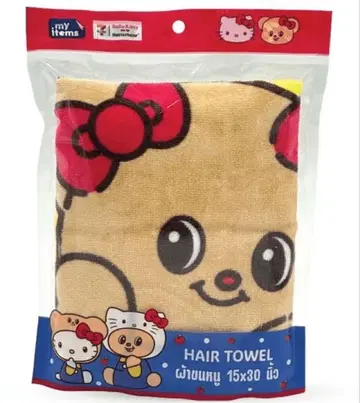 미개봉 새상품 태국 한정판 헬로키티 버터베어 헤어 타월 브라운
