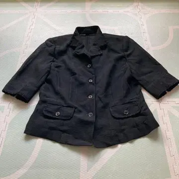 Play Match 블랙 테일러드 자켓 레이스 옷깃 꽃무늬 버튼