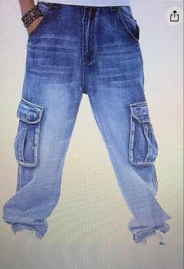 라이트 블루 카고 데님 팬츠