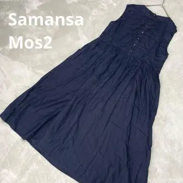 사만사 모스모스 테레데란 린넨 100% 슬리브리스 원피스 네이비