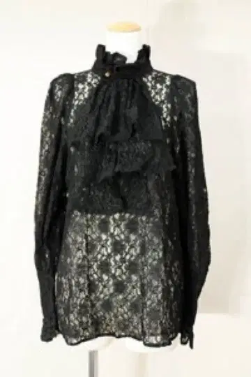 &ellecy 프릴 보타이 레이스 블라우스 블랙