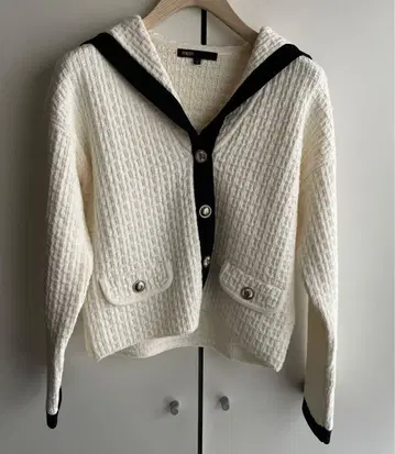 [ Maje ] 세일러 니트 가디건 바이컬러