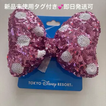 [택 포함 미사용 새상품] 디즈니 미니 리본 머리끈 핑크