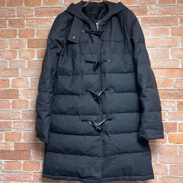 (미사용급) 띠어리 더플 다운 코트 롱 기장 그레이 후드 부착