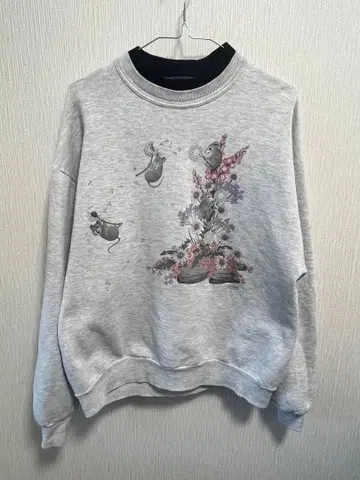 80s~90s 애니멀 프린트 맨투맨 트레이닝복 그레이 택 없음