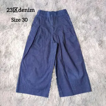 23구 데님 데님 와이드 팬츠 가우초 팬츠 네이비 계열 30