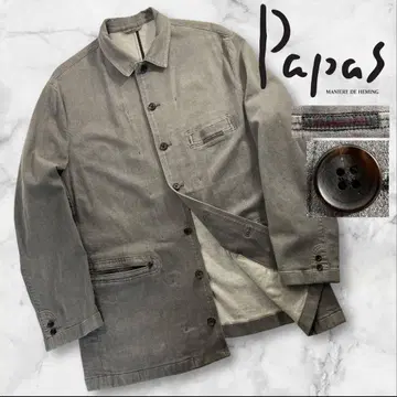 새상품급 Papas 파파스 황화염색 데님 커버올 사이즈 L 그레이