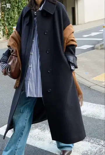 슈퍼 140 비버 스텐카라 코트 블랙 미사용 새상품